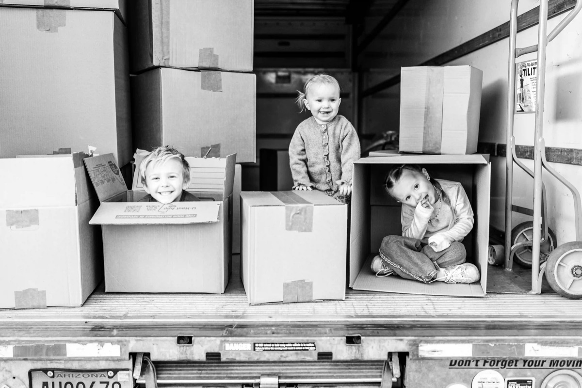 Kids playing while HaulCo handles the move — fast, easy